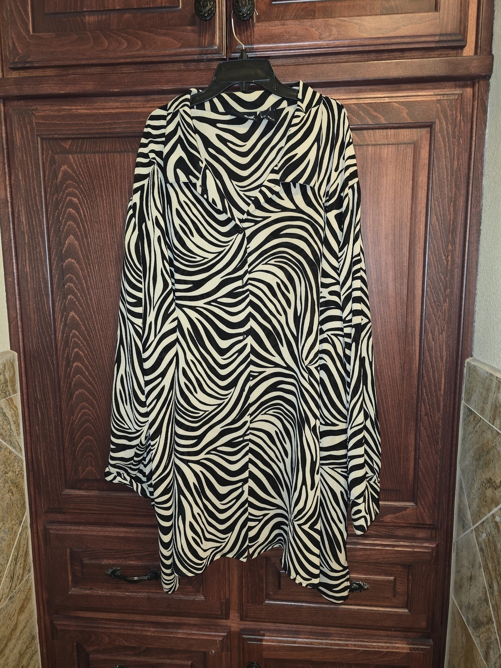 Maggie Barnes Black and Cream Zebra Print Blouse 4xl